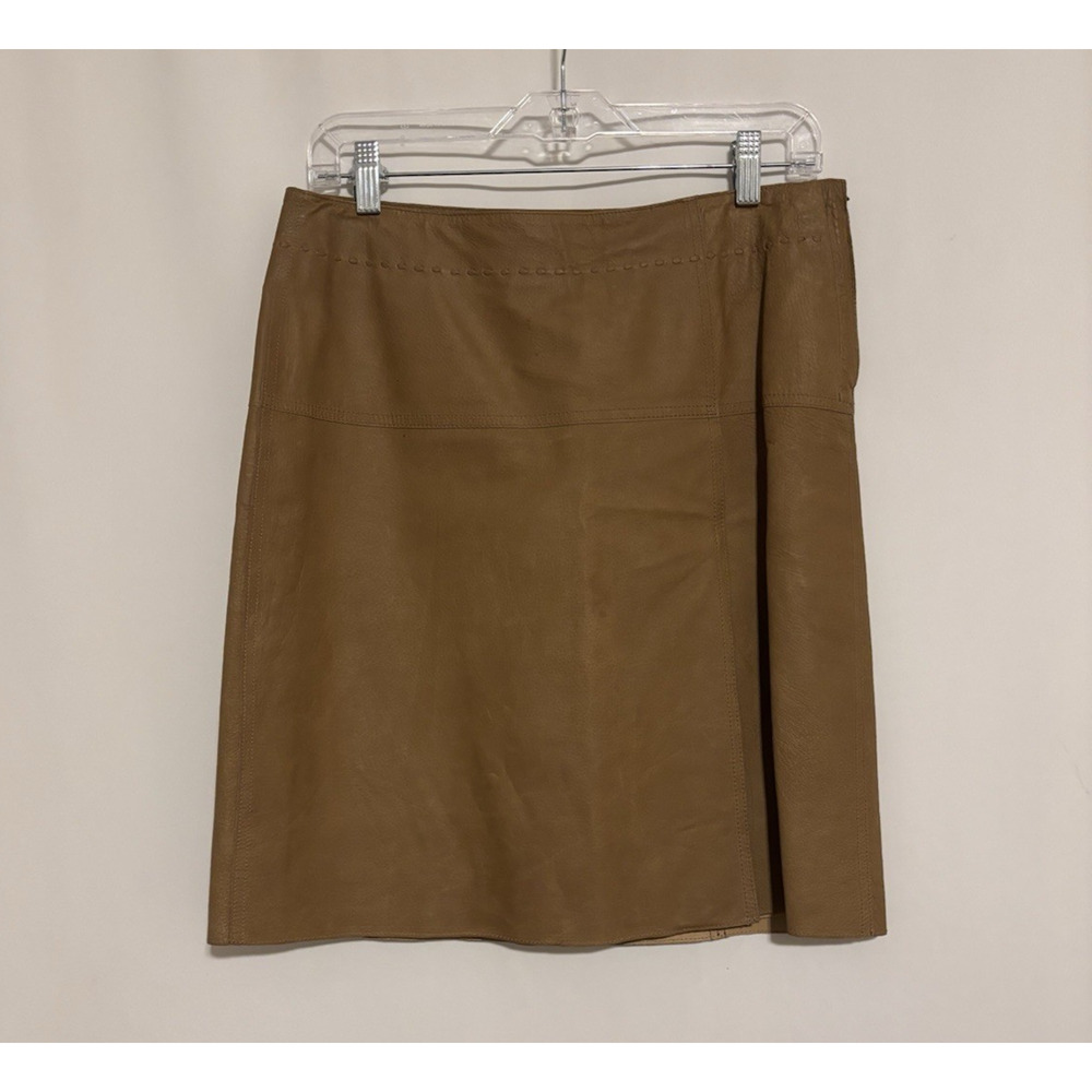 Max Studio Skirt Leather 4 Tan Mini Aline Short
